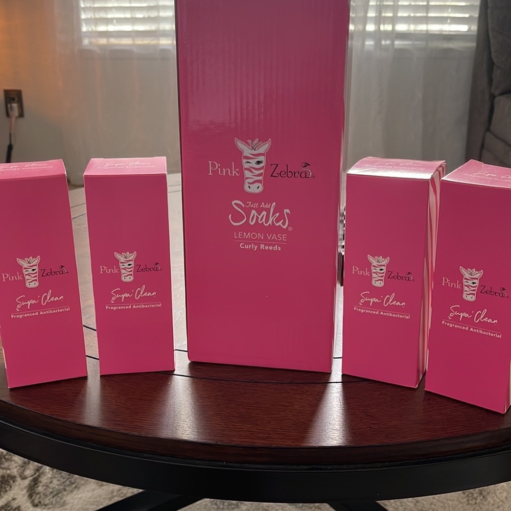 Brand new lemon Reed diffuser and 4 bottles of hand sanitizer